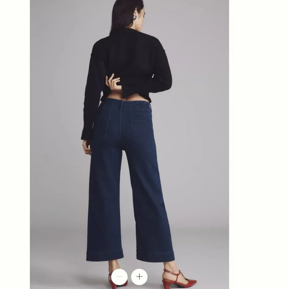 The Colette Crop High-Rise Wide-Leg Jeans by Maeve - Size 27 - Picture 3 of 5